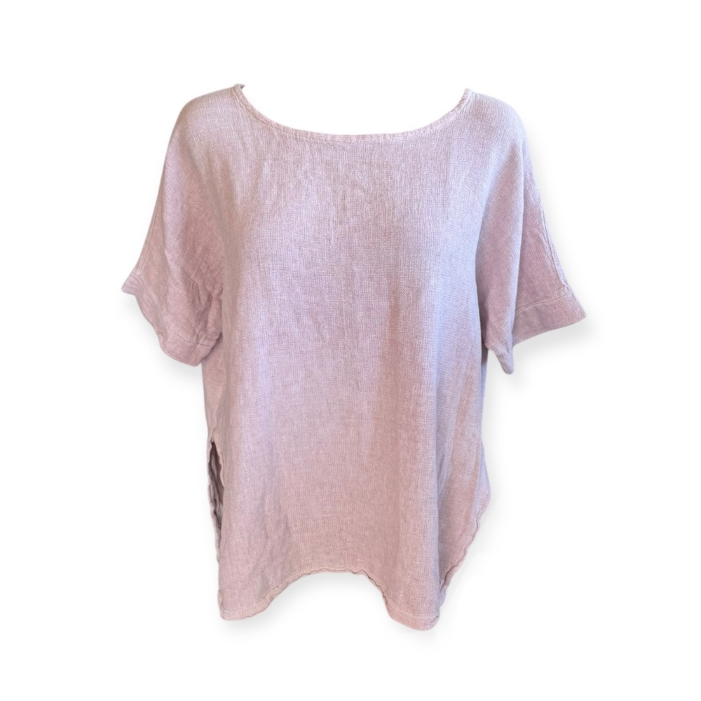 Cobble Stone linen cotton top short sleeve medium